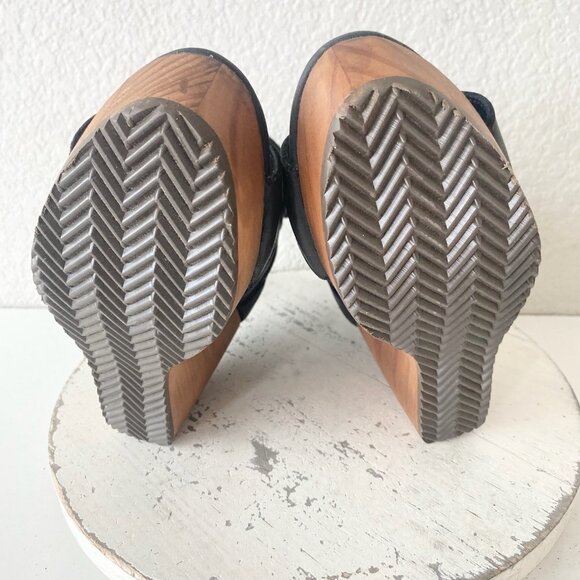 Lane Boots BECCA Womens Black Wedges 8.5 Western Sandals Cowgirl Wooden Heels - Picture 8 of 11